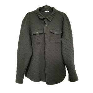 Tentree Shirt Jacket Mens Black Quilted Button Up Outdoors Organic Cotton 2XL